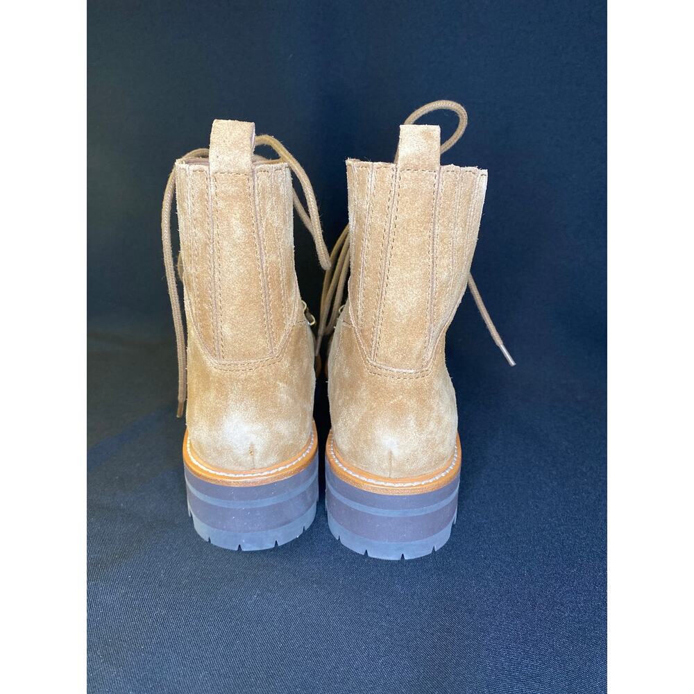 MARC FISHER SHEARLING Winter Lace Up Combat Boots Camel Womens 9 - Picture 5 of 9